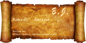 Bakró Janina névjegykártya